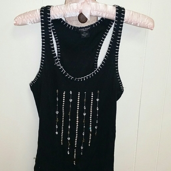 Guess Tops - SOLD Guess gem tank top, silver embellishments,S